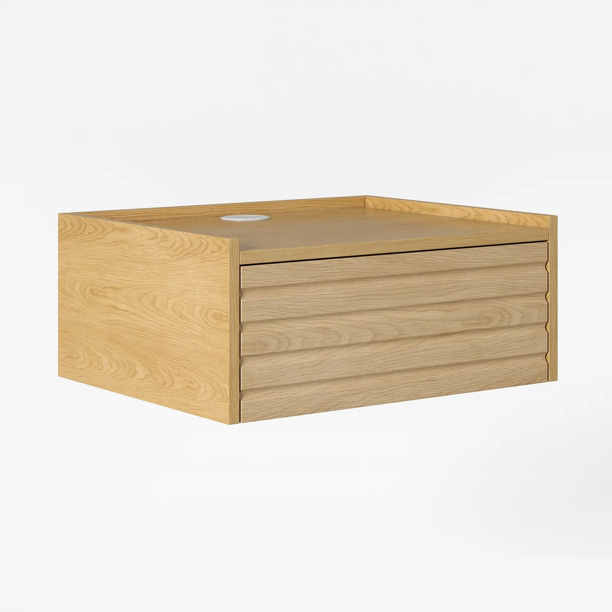 Wooden Floating Nightstand Modern Bedside Table with Charging Station — image 7
