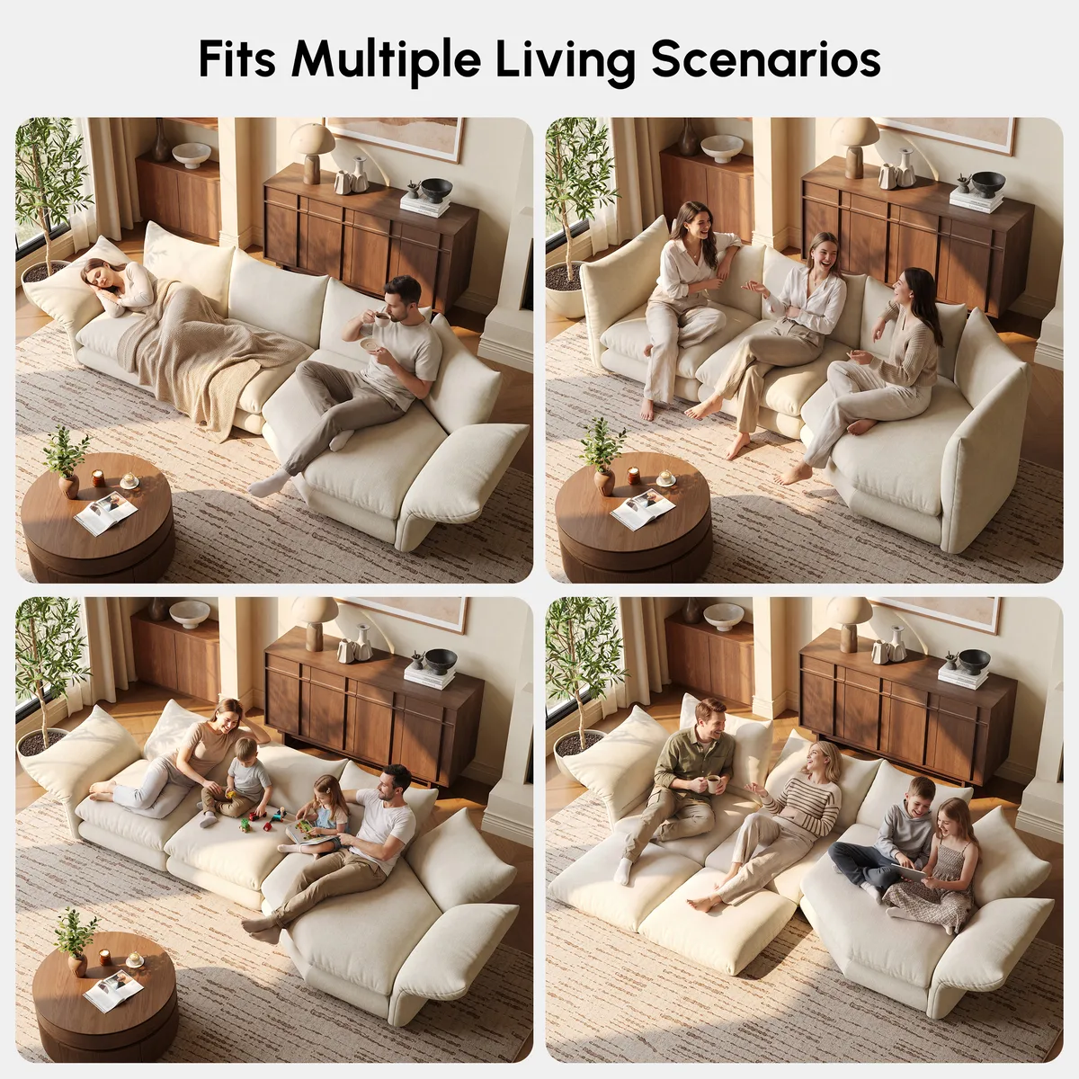 111" 3-Piece Chenille Sectional Sofa with Adjustable Armrests & Backrest — image 16