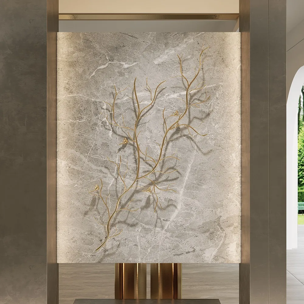 Luxury Creative Metal Branch & Birds Wall Decor Home Art in Gold in Living Room — image 6