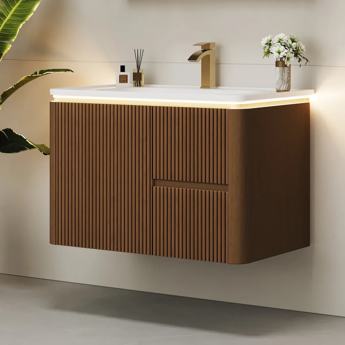 Modern 31.5" Floating Bathroom Vanity with Sink, Soft LED, Ample Storage — image 12