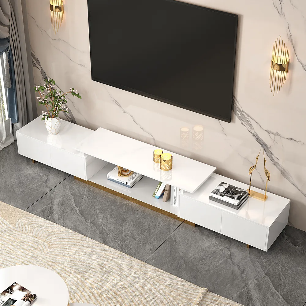 Mordel Natural Modern Rectangle Glossy Extendable TV Stand Storage for 65 to 85" TV — image 26