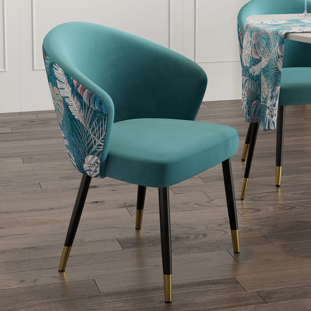 Modern Velvet Dining Chairs Upholstered Blue Dining Room Chairs with Arm — image 24