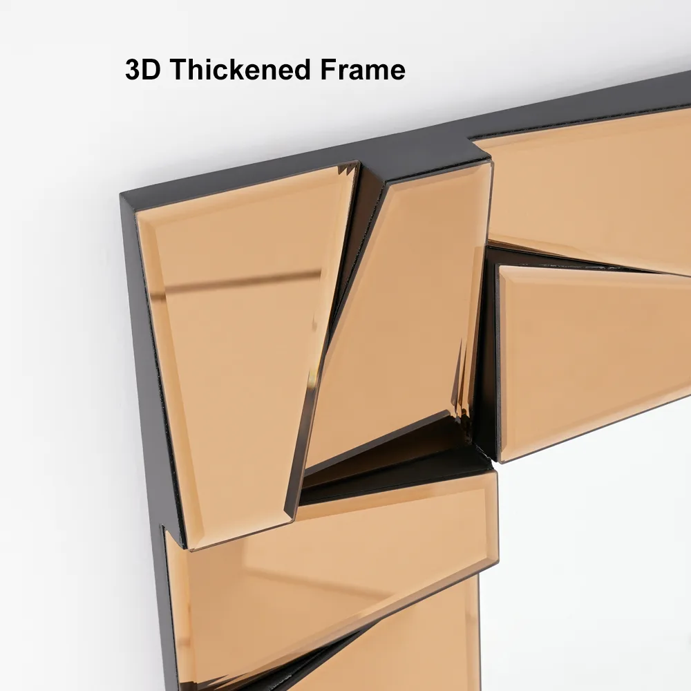 31.5" x 63" Oversized Rectangle Full Length Floor Mirror 3D Silver Glass Frame — image 5