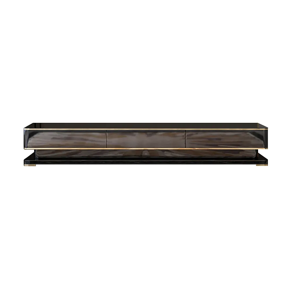 Gapn 78.7" Black TV Media Console with 3 Drawers Tempered Glass for TVs Up — image 9