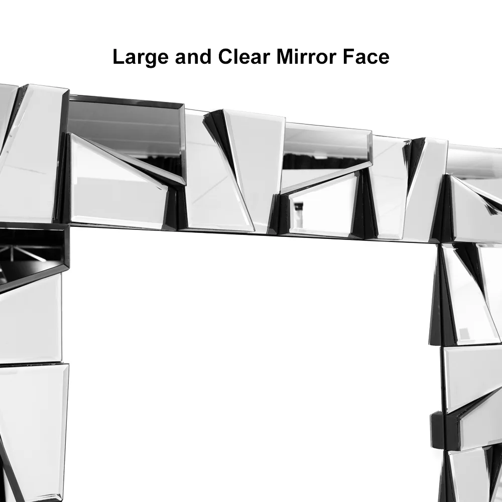 31.5" x 63" Oversized Rectangle Full Length Floor Mirror 3D Silver Glass Frame — image 17