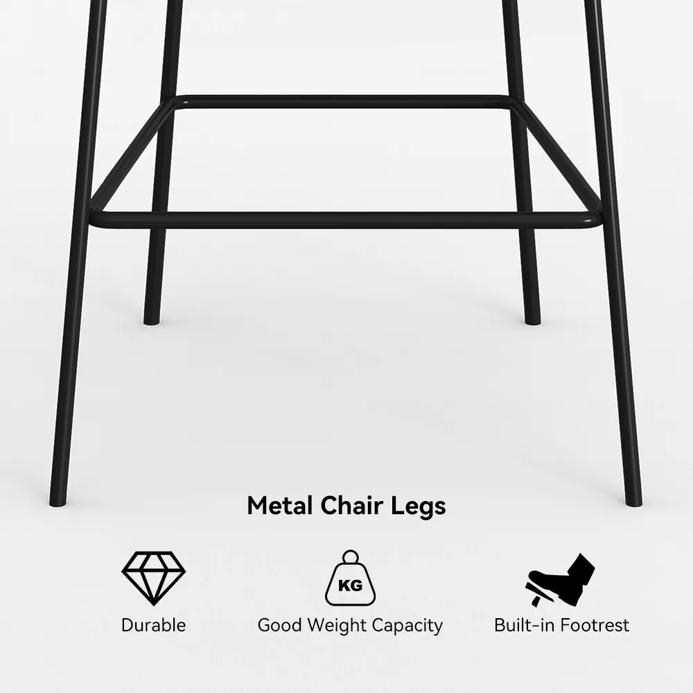 Modern PU Leather Counter Stool Black with Back & Footrest — image 28