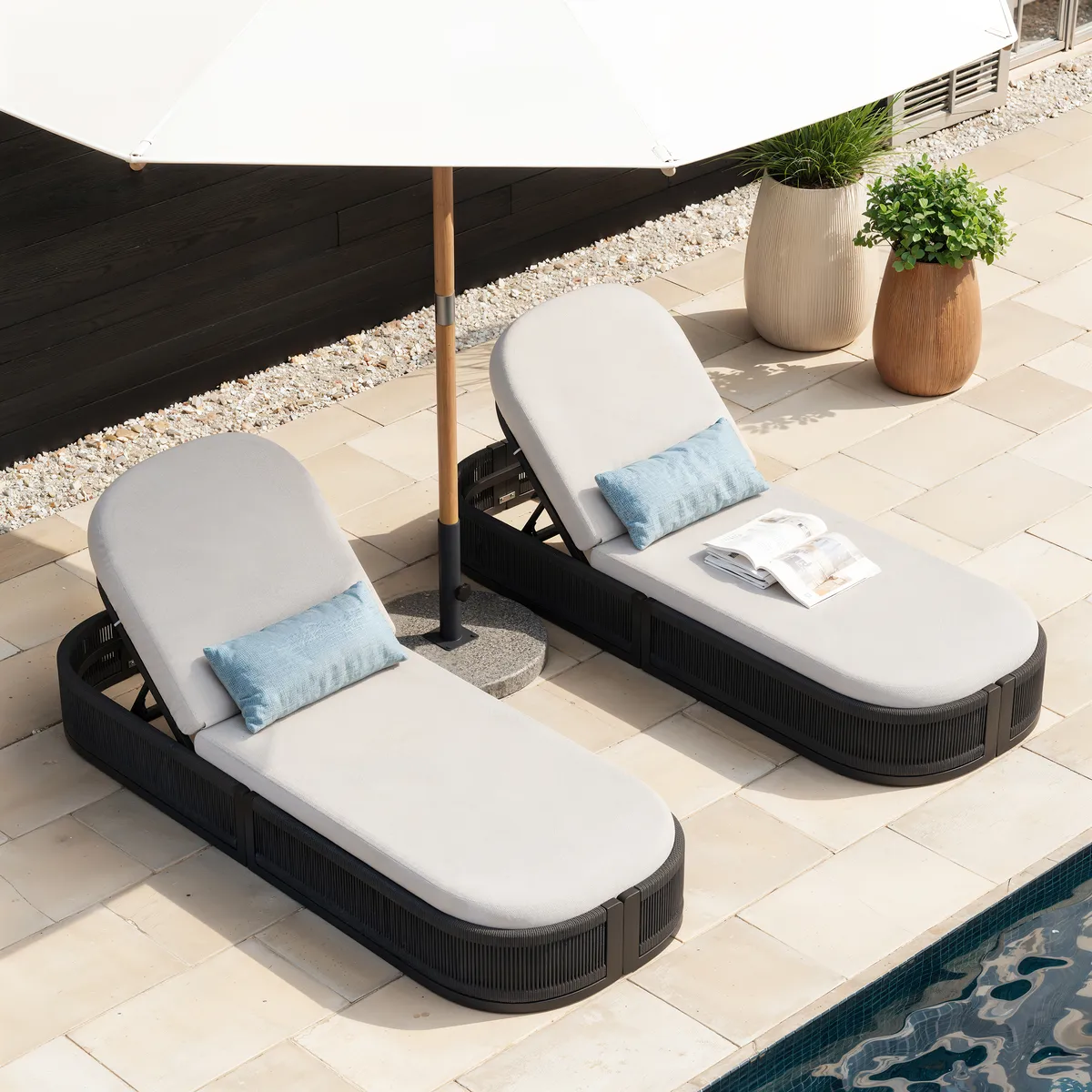 Costra Outdoor Aluminum & Rope Weave Reclining Chaise Lounge — image 23