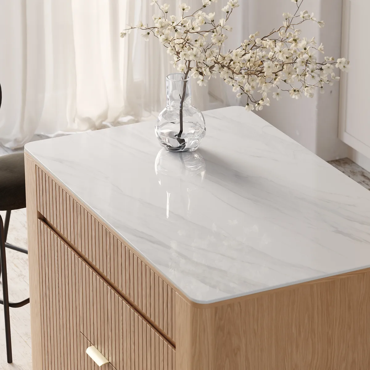 72" Sintered Stone Top Solid Wood Kitchen Island with Storage — image 18
