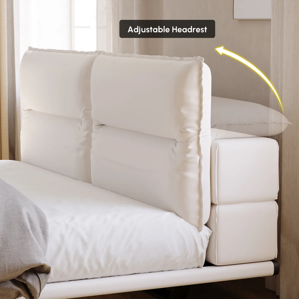 Modern King Size Floating Bed Frame with Light & Adjustable Headboard — image 5