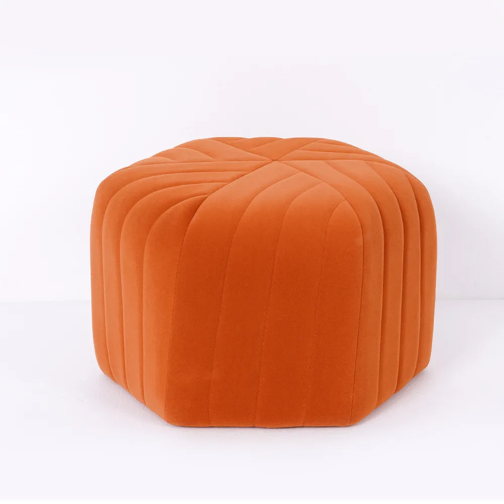18.5" Wide Velvet Pouf Ottoman Hexagonal Ottoman — image 8