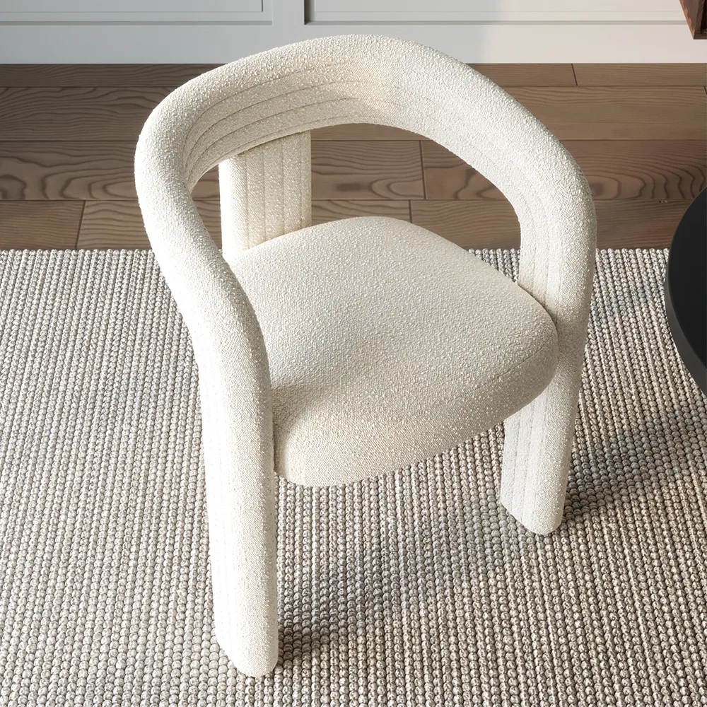 Set of 4 Sherpa Dining Chair Back C-Shaped Modern Gray Dining Room Chair with Lamb Wool Upholstered — image 11