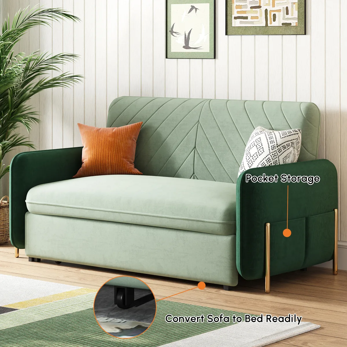 68" Full 2-Seater Boucle Convertible Sleeper Sofa — image 18