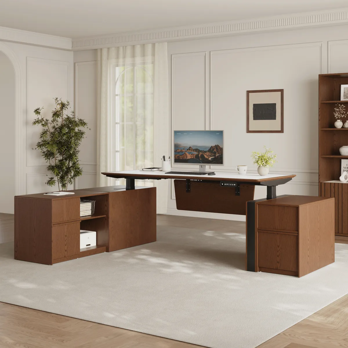 Modern 71" Modular Executive Standing Desk with Storage, Power Access & Memory Control — image 5