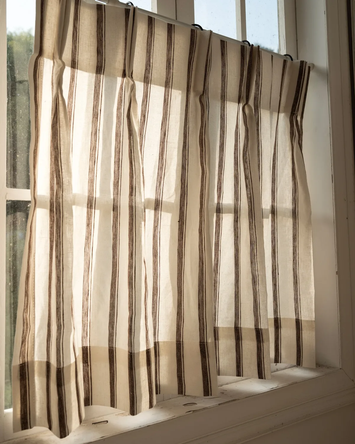 Cate 100% Linen Striped Custom Cafe Curtain — image 5