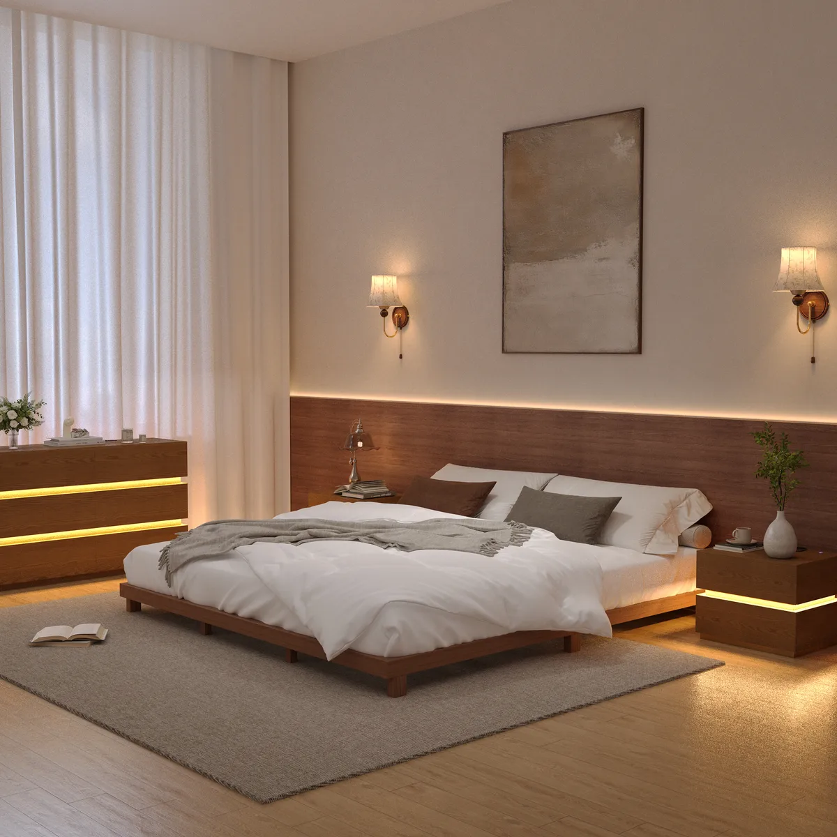 Japanese Style King Low Bed Frame Black Floor Bed — image 24