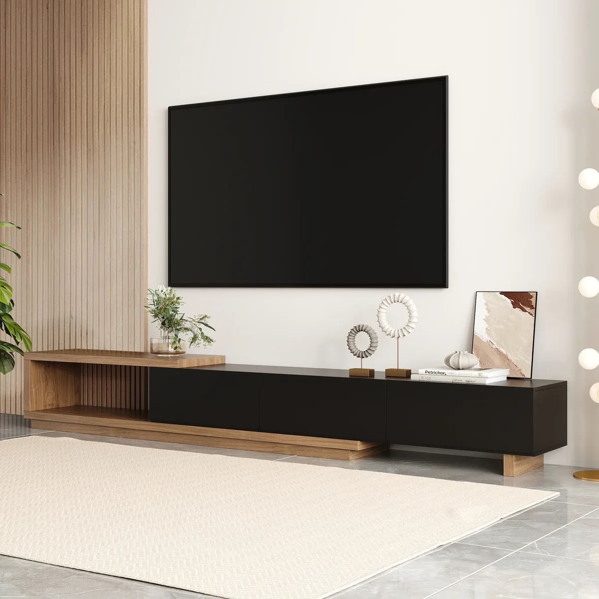 Living Room Cabinet Set Extendable TV Stand & Retracted Coffee Table Set — image 14