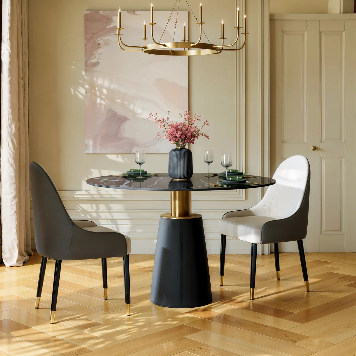 Dining Set 39" Sintered Stone Dining Table with 2 Chairs — image 4