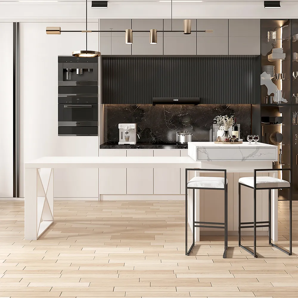 73"-93" Extendable White&Black Kitchen Island with Storage Kitchen Cabinet — image 5