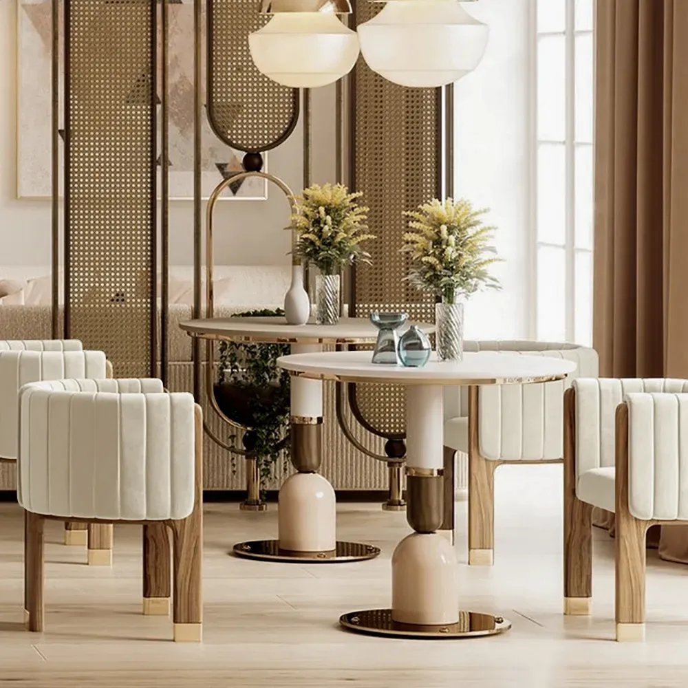 Modern Wood Accent Chair Beige Velvet Upholstered Arm Chair — image 23