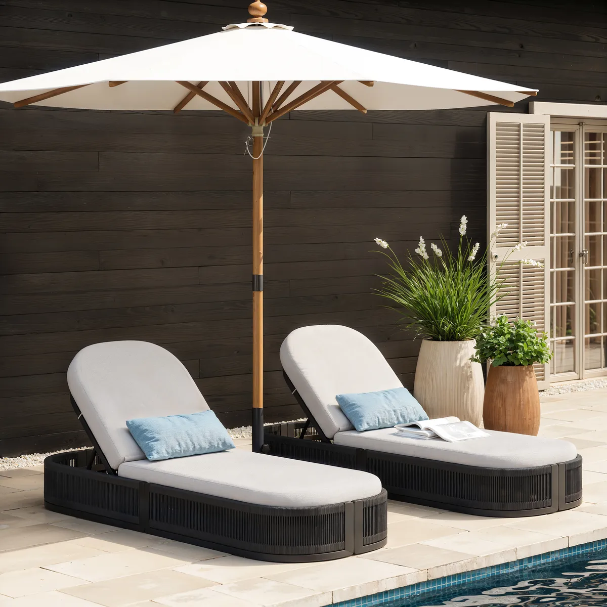 Costra Outdoor Aluminum & Rope Weave Reclining Chaise Lounge — image 24