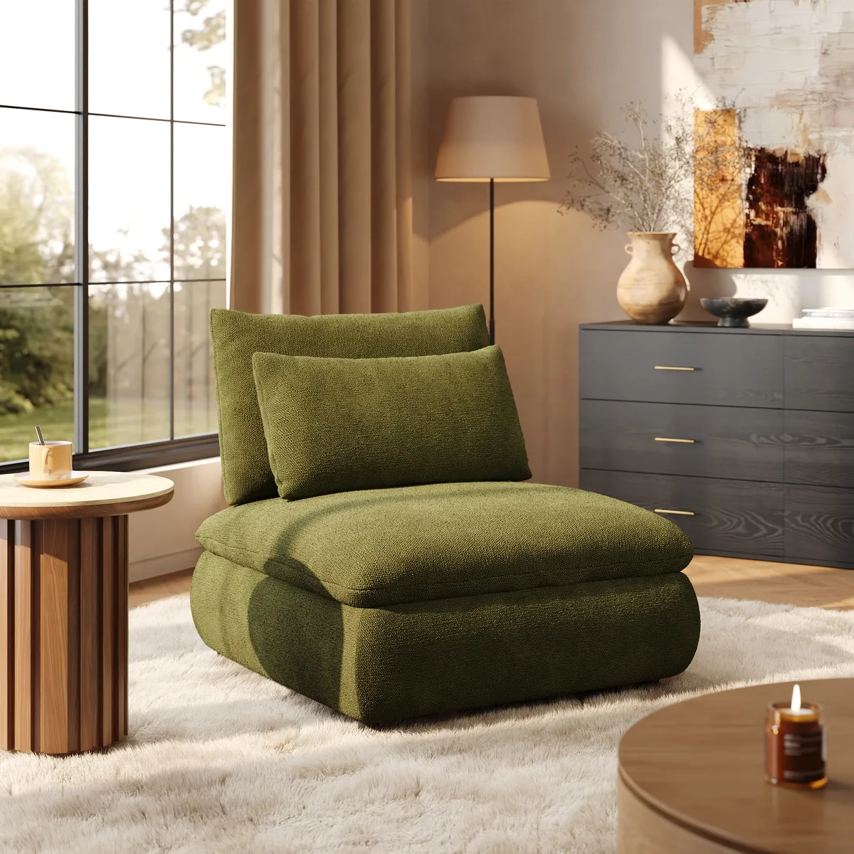 3-Piece Chenille Modular Sectional Sofa with Hidden Storage — image 3