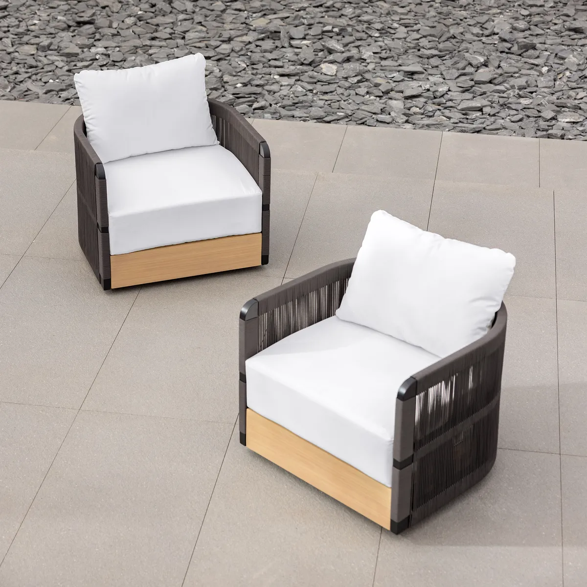 Costra Outdoor Aluminum & Rope Weave Swivel Lounge Chair — image 13
