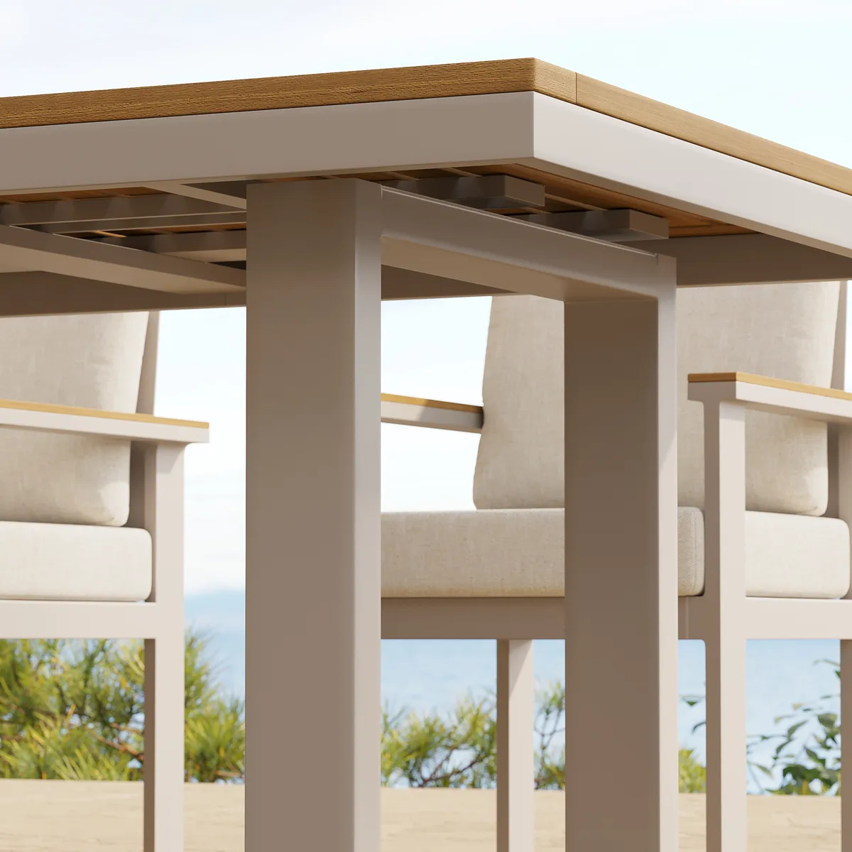 Tevara 6-Person Rectangle Teak & Aluminum Outdoor Patio Dining Table — image 20