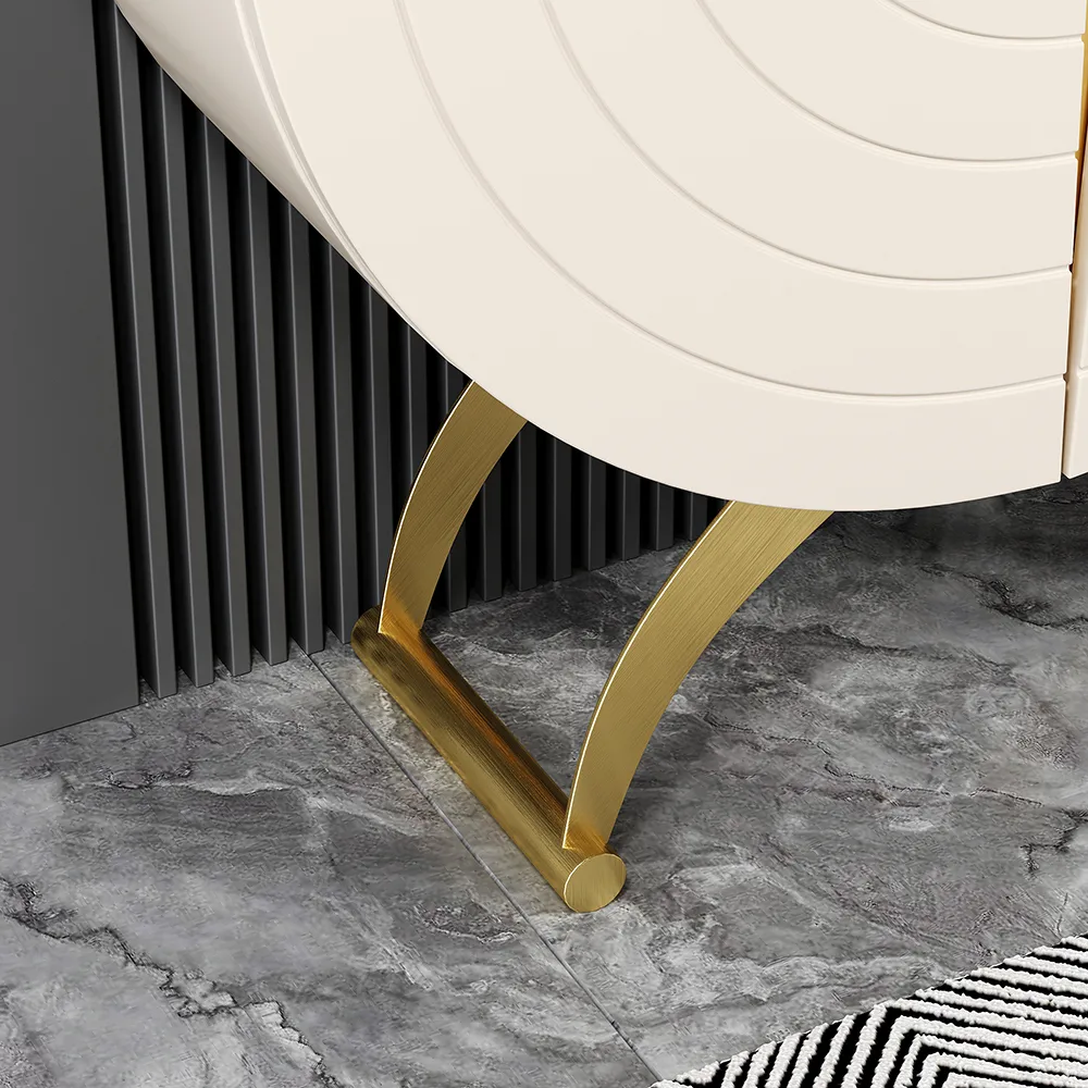 Modern Gold Console Table Sintered Stone Top Entryway Storage Cabinet with Doors — image 5
