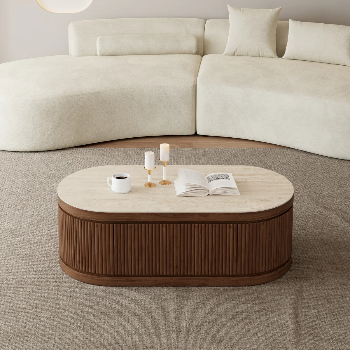 Velar 47"-67" Extendable Coffee Table with Sintered Stone Top and Storage — image 5