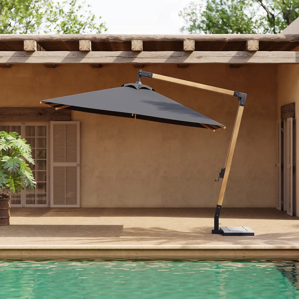 Tevara 118" Patio Cantilever Umbrella Adjustable Height Outdoor Sun Umbrella for Pool / Beach in Gary — image 13