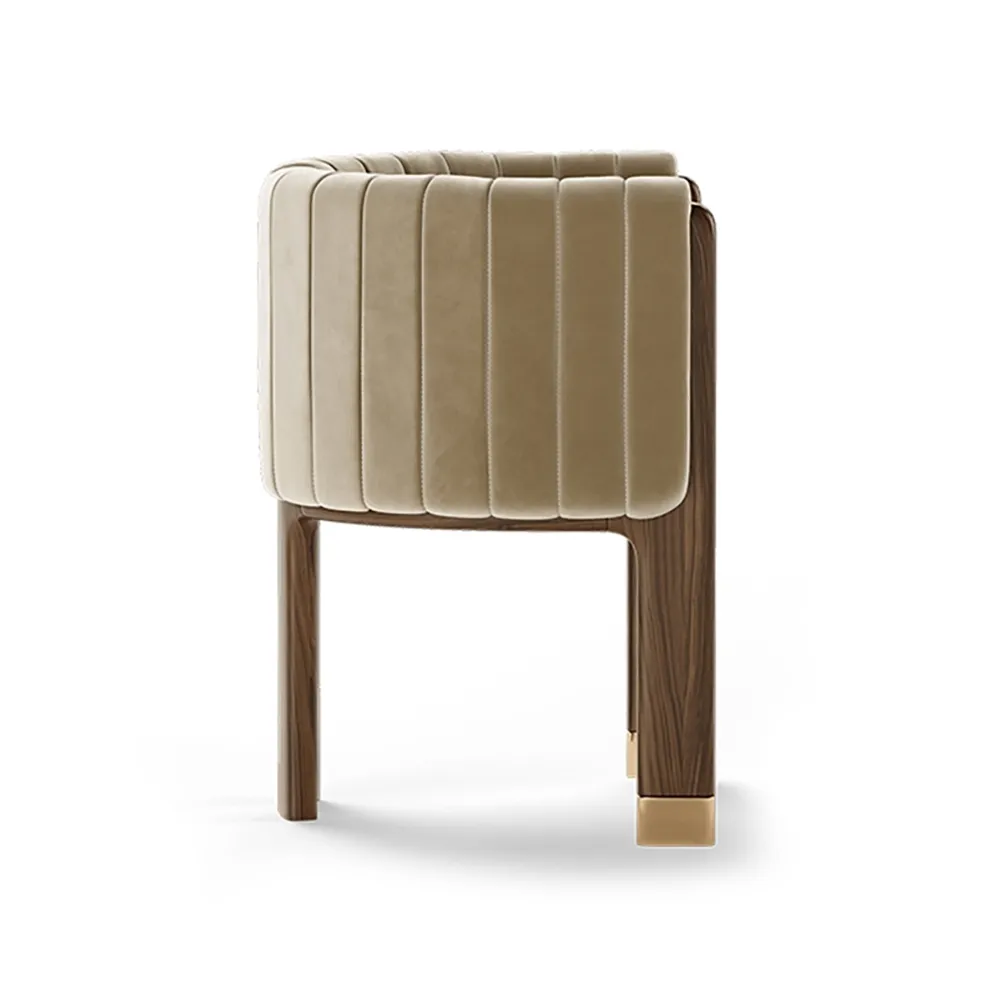 Modern Wood Accent Chair Beige Velvet Upholstered Arm Chair — image 28