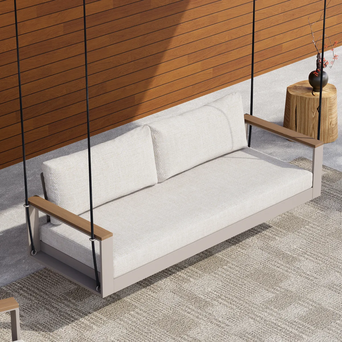 Tevara Outdoor Swing Sofa in Sand with Cushion & Black Cover — image 15