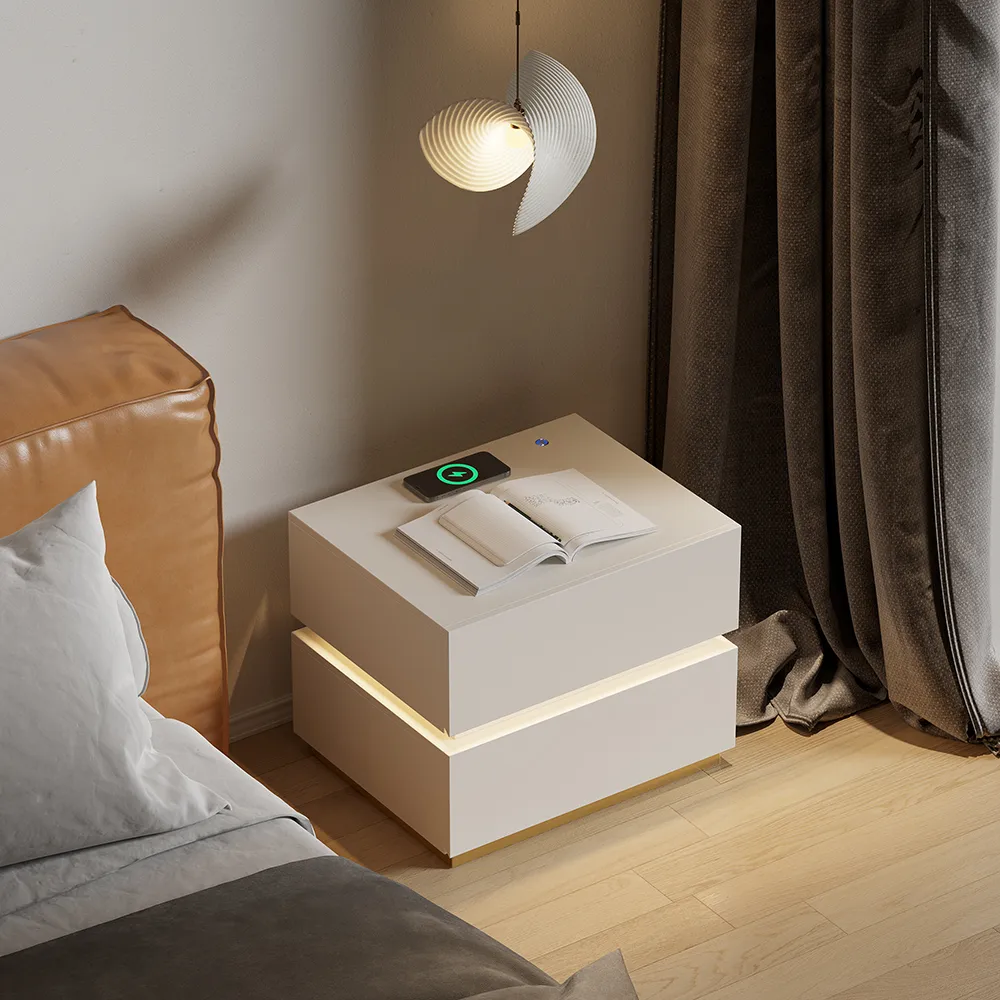 Bedroom Nightstands & Vanity Desk Set 2 LED — image 8