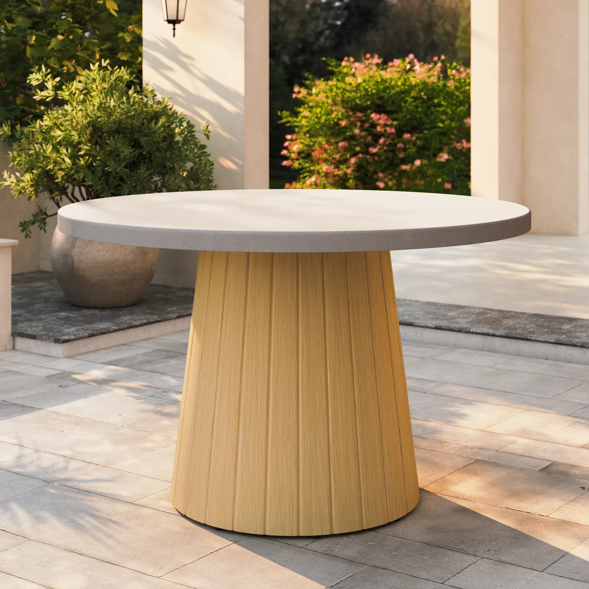 48" Concrete & Aluminum Coastal Style Outdoor Dining Table