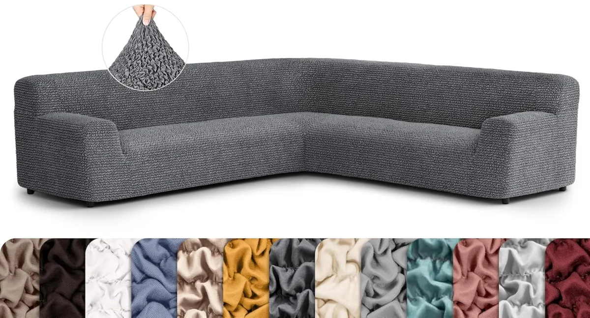 Oversized Corner Sectional Couch Cover - 1-Piece Furniture Protector - Form Fit, Machine Washable -MicrofibraCollection — image 13