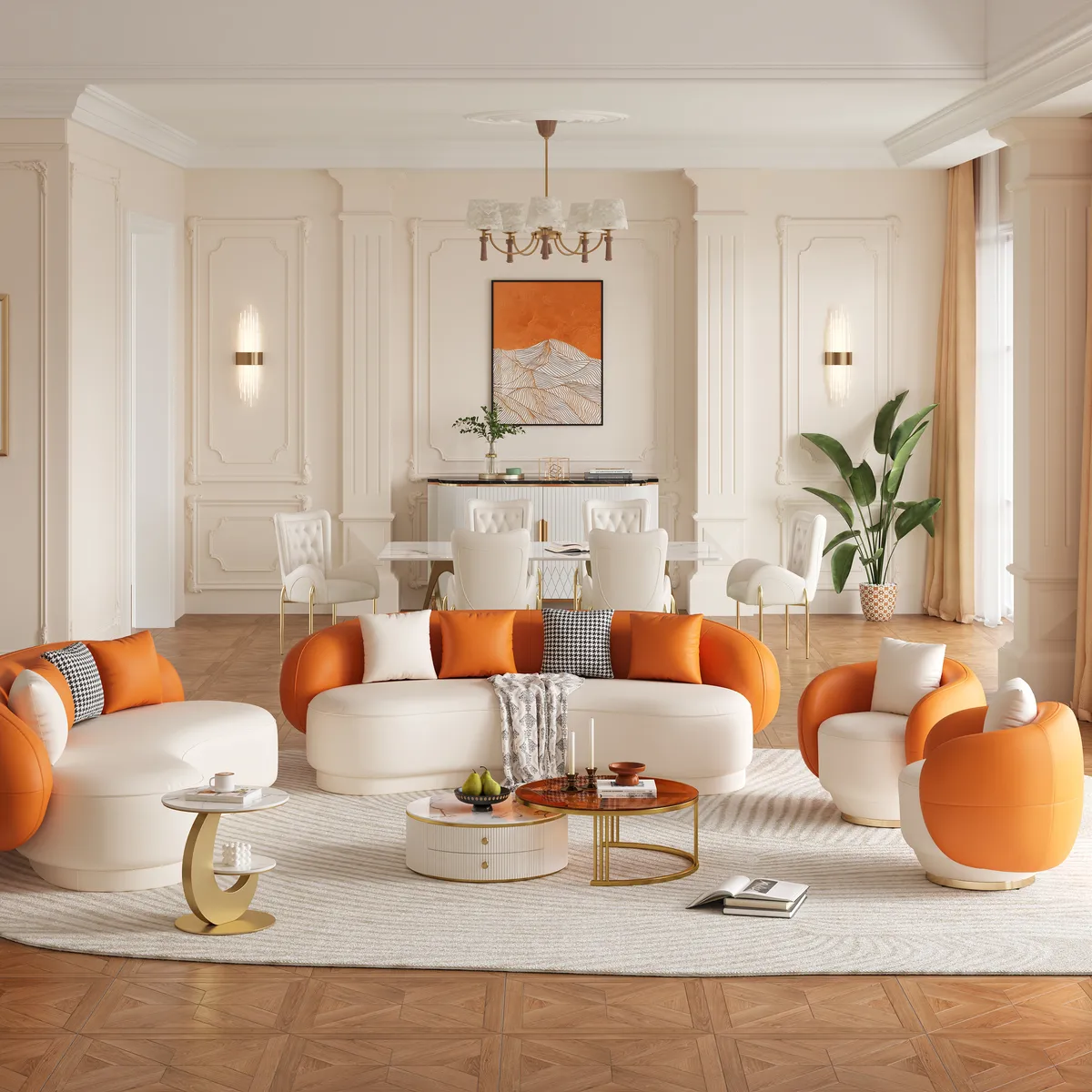 Modern Leather Upholstered Sofa 3-Seater Sofa — image 3