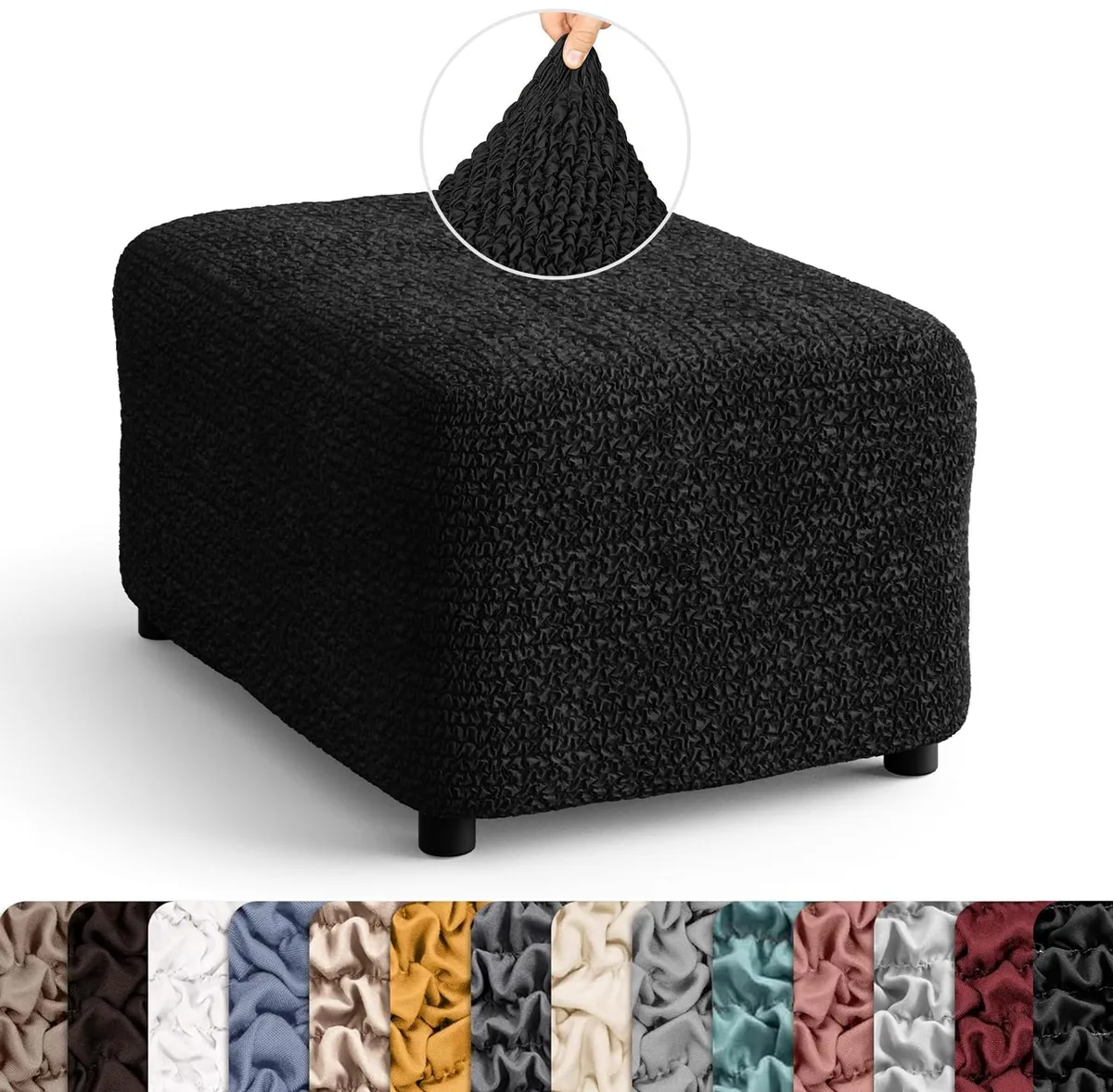 Ottoman Slipcovers - 1-Piece Furniture Protector - Form Fit, Machine Washable -MicrofibraCollection — image 4