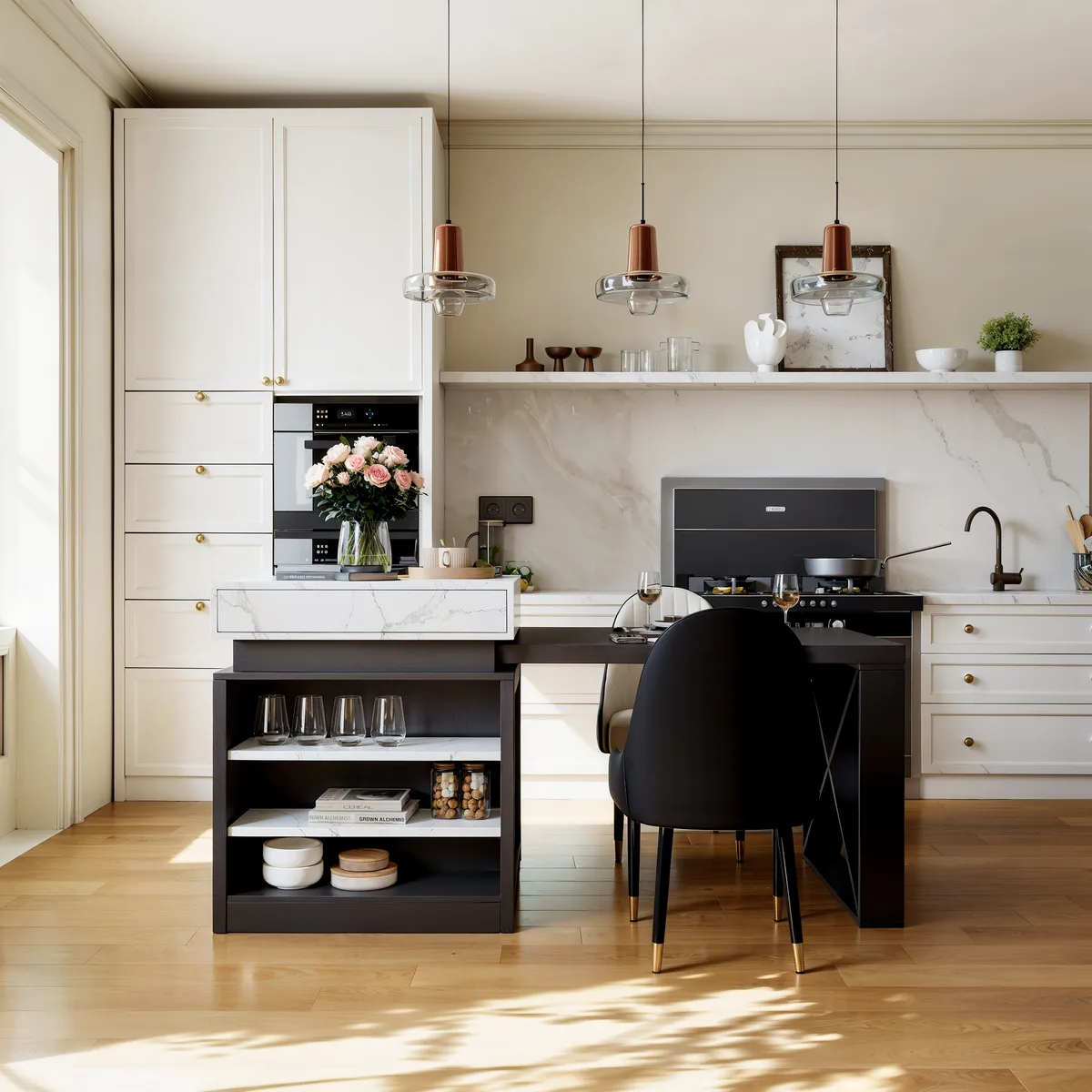 73"-93" Extendable Kitchen Island Set with 4 Dining Chairs — image 5