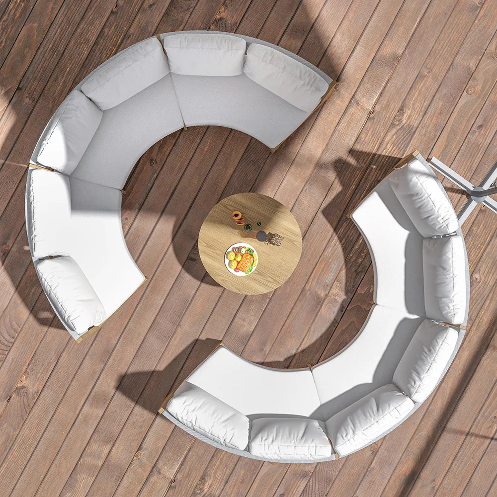 8 Pieces Farmhouse Curved Modular Outdoor Patio Sectional Sofa Set with Coffee Table — image 8