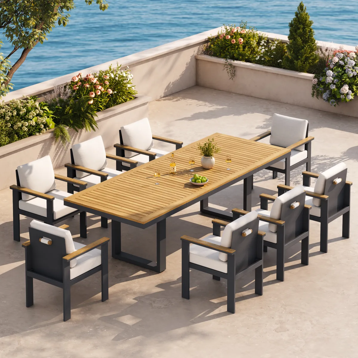 Tevara Outdoor Extendable Teak & Aluminum Dining Table — image 3