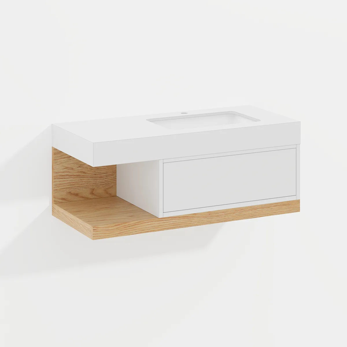 39" Modern Floating Bathroom Vanity White & Natural with Sink — image 19