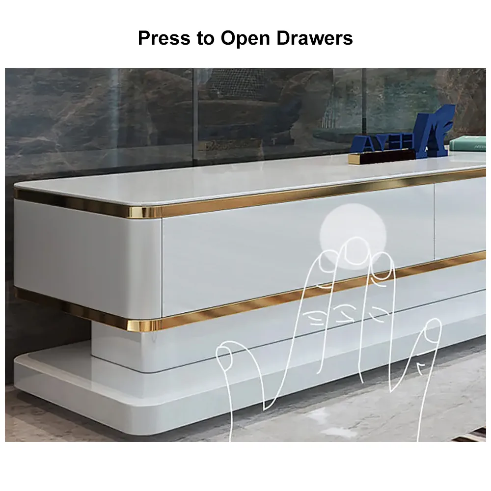 Gapn 78.7" Black TV Media Console with 3 Drawers Tempered Glass for TVs Up — image 19