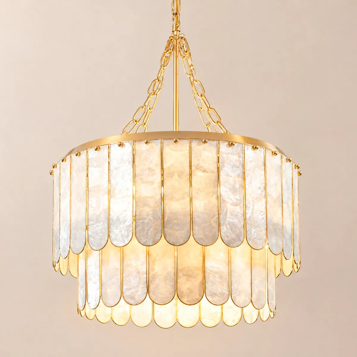 Enseo Coastal 8-Light Capiz Shell 2 Tiered Faceted Chandelier Pendant Light — image 9