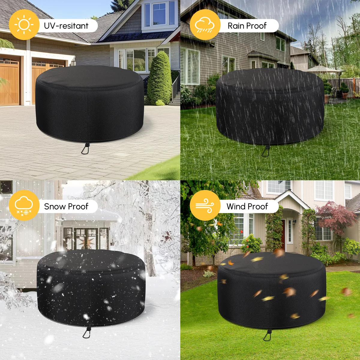 Cocaro 600D Tough Canvas Waterproof Outdoor Patio Fire Pit Table Cover — image 4