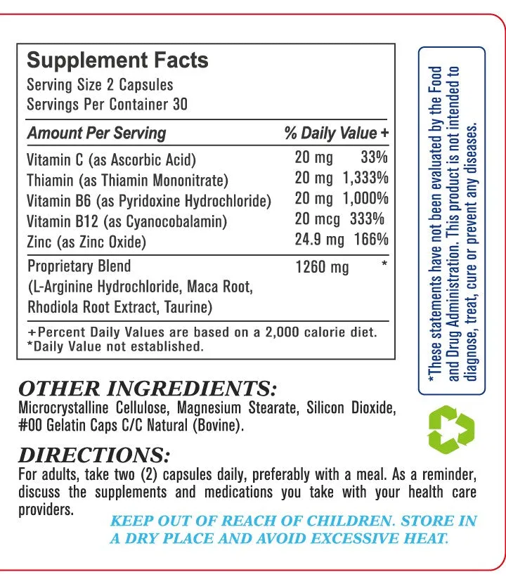 Arginine Complex Capsule (Supports Testosterone Levels, Libido, Men's Health), USA, FDA, GMP, NPAC-60 Capsules — image 4