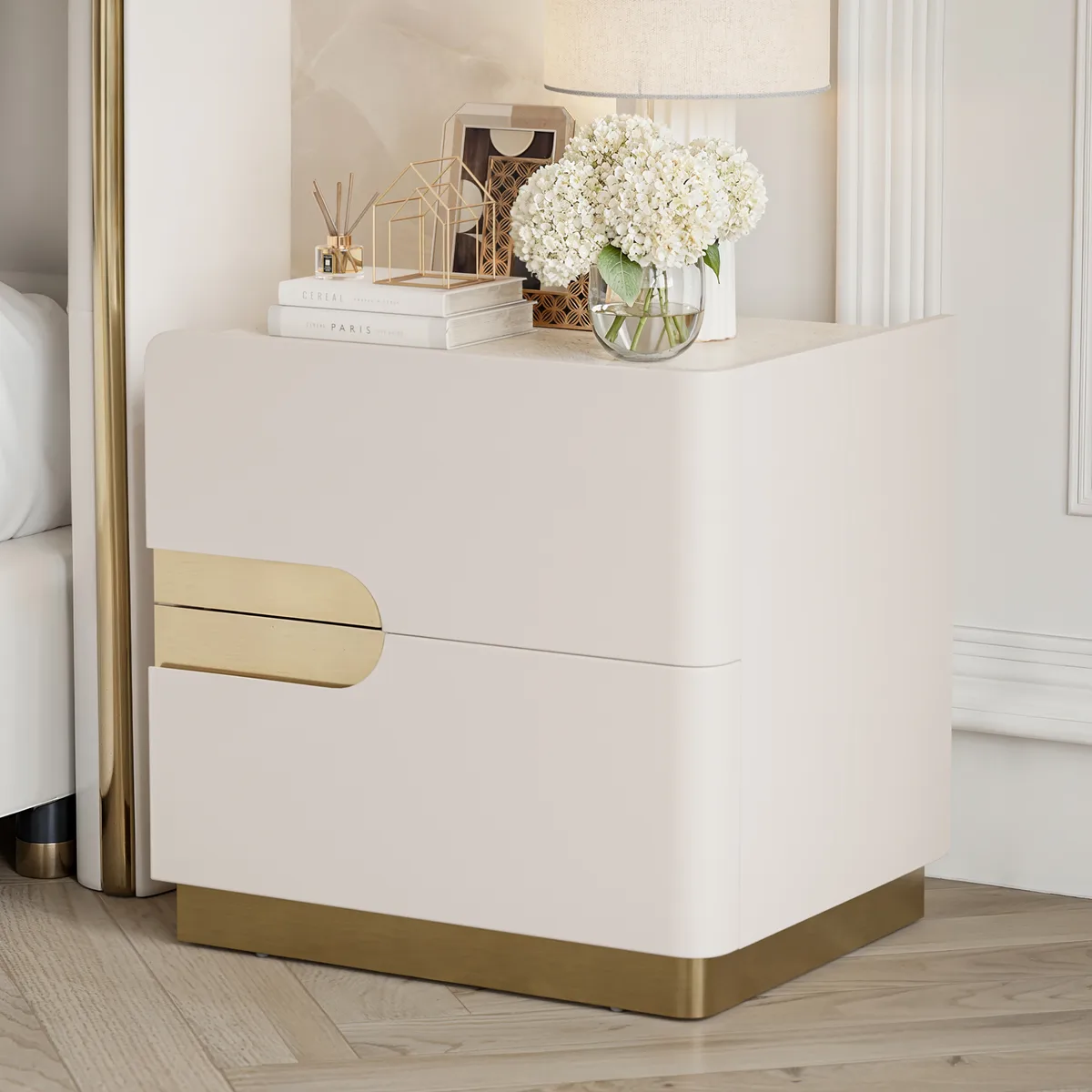 20" Smart 2-Drawer Nightstand with Sintered Stone Top & Charging Station — image 3