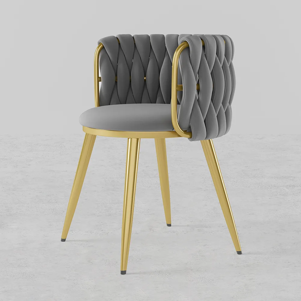 4-Piece Nordic Light Gray Barrel Back Dining Chair Round Accent with Velvet Upholstery — image 21