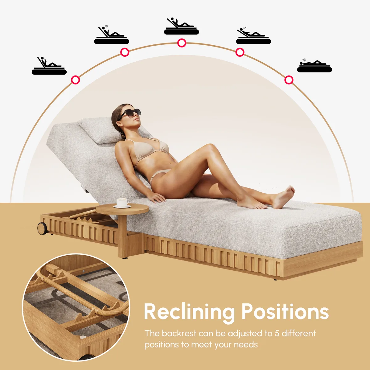 Flutera Outdoor Aluminum Adjustable Fluted Lounge Chaise in Warm — image 6
