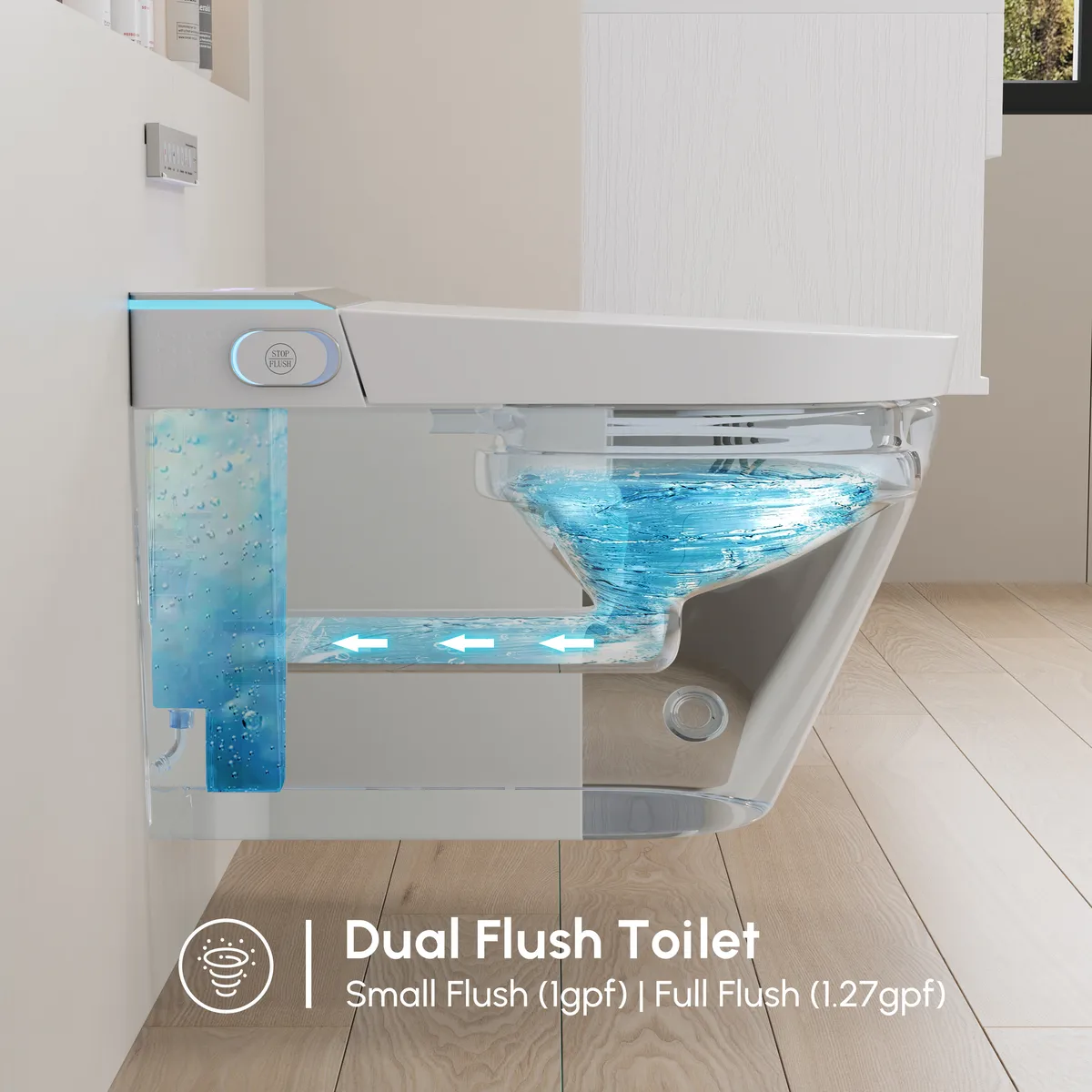 Automatic Wall-Mounted Smart Bidet Toilet with Built-in Tank 1.28 GPF — image 17