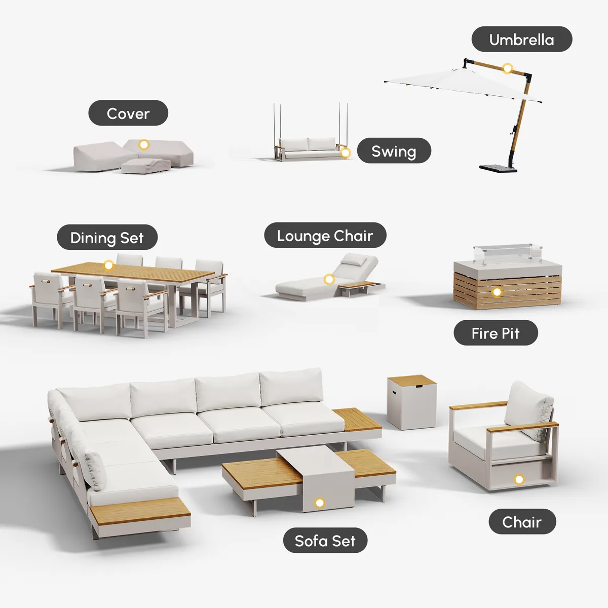 Tevara Outdoor Swing Sofa in Sand with Cushion & Black Cover — image 17